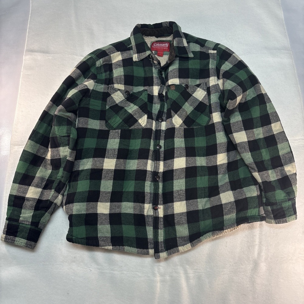 Colman Sherpa Lined‎ Jacket Green Plaid Large